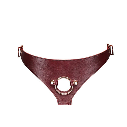 Wine Red Deluxe Leather Strap On Harness