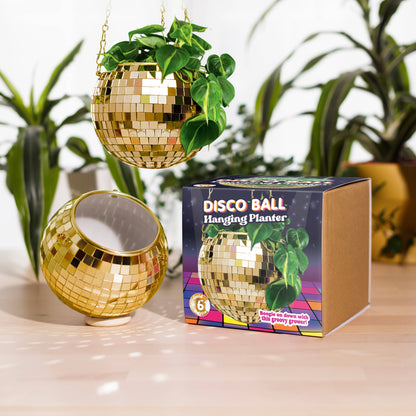 Disco Ball Hanging Planter - Gold (6in)