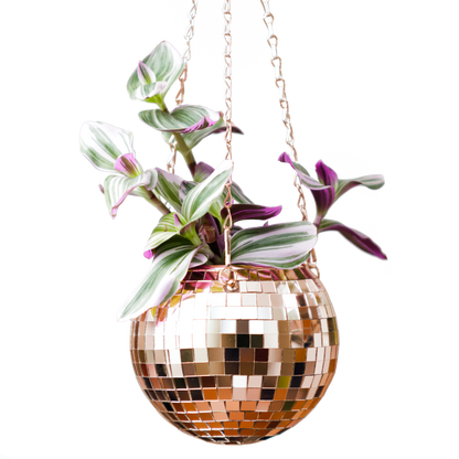 Disco Ball Hanging Planter - Rose Gold (6in)