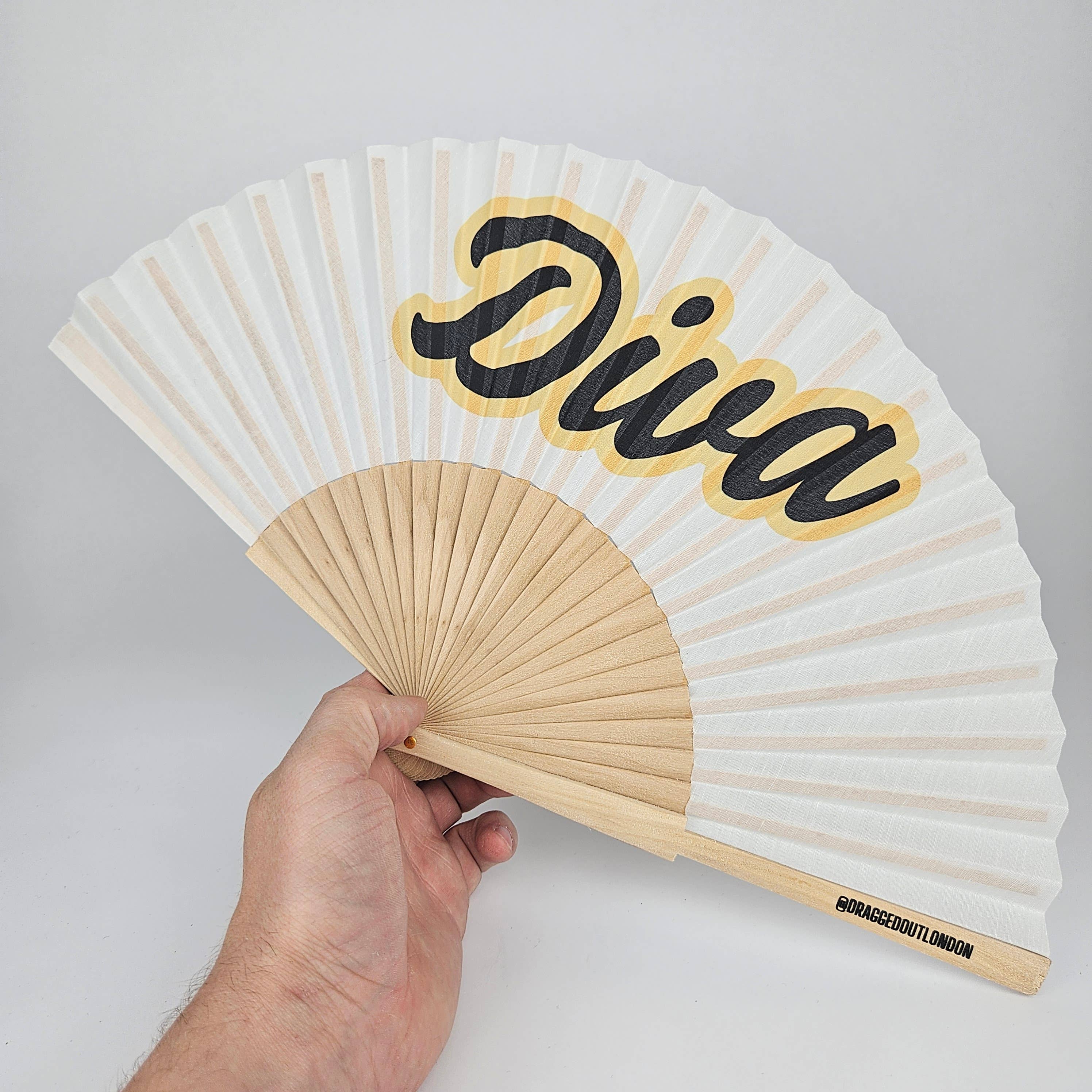 Small Folding Wood Hand Fan – Diva
