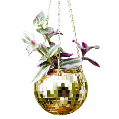 Disco Ball Hanging Planter - Gold (6in)