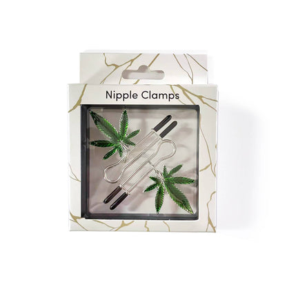U-shape Cannabis-themed Nipple Clamps: Gold