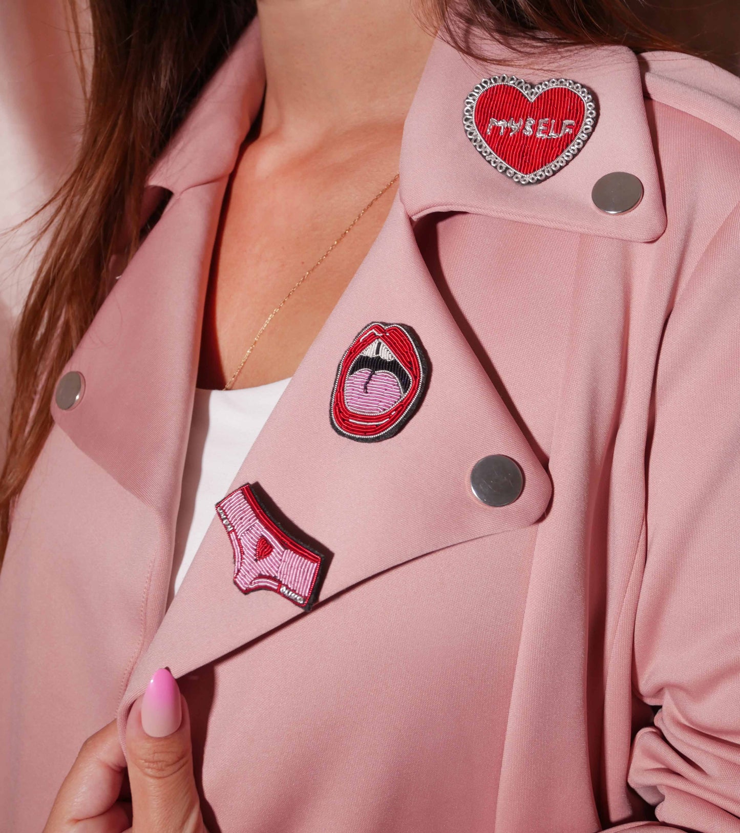 Love Myself Brooch - Handcrafted Cannetille Embroidery