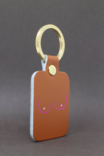 Boob Leather Key Fob: Bright Yellow