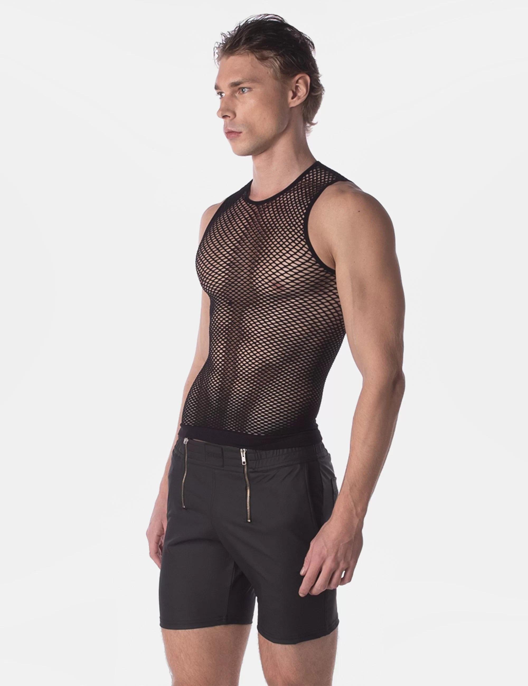 Fishnet Tank Top "Stefano" Black