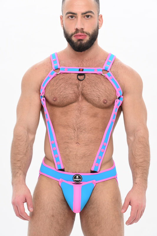 Body Harness "ARMY" Neoprene pink/blue