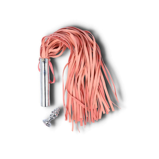 Pink flogger with included buttplug