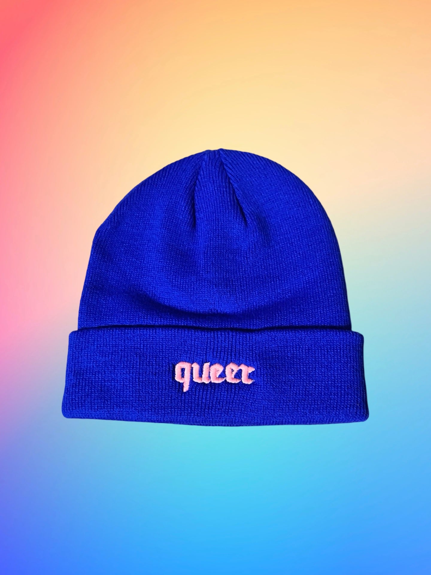 KK Beanie "Queer" bright royal/pink