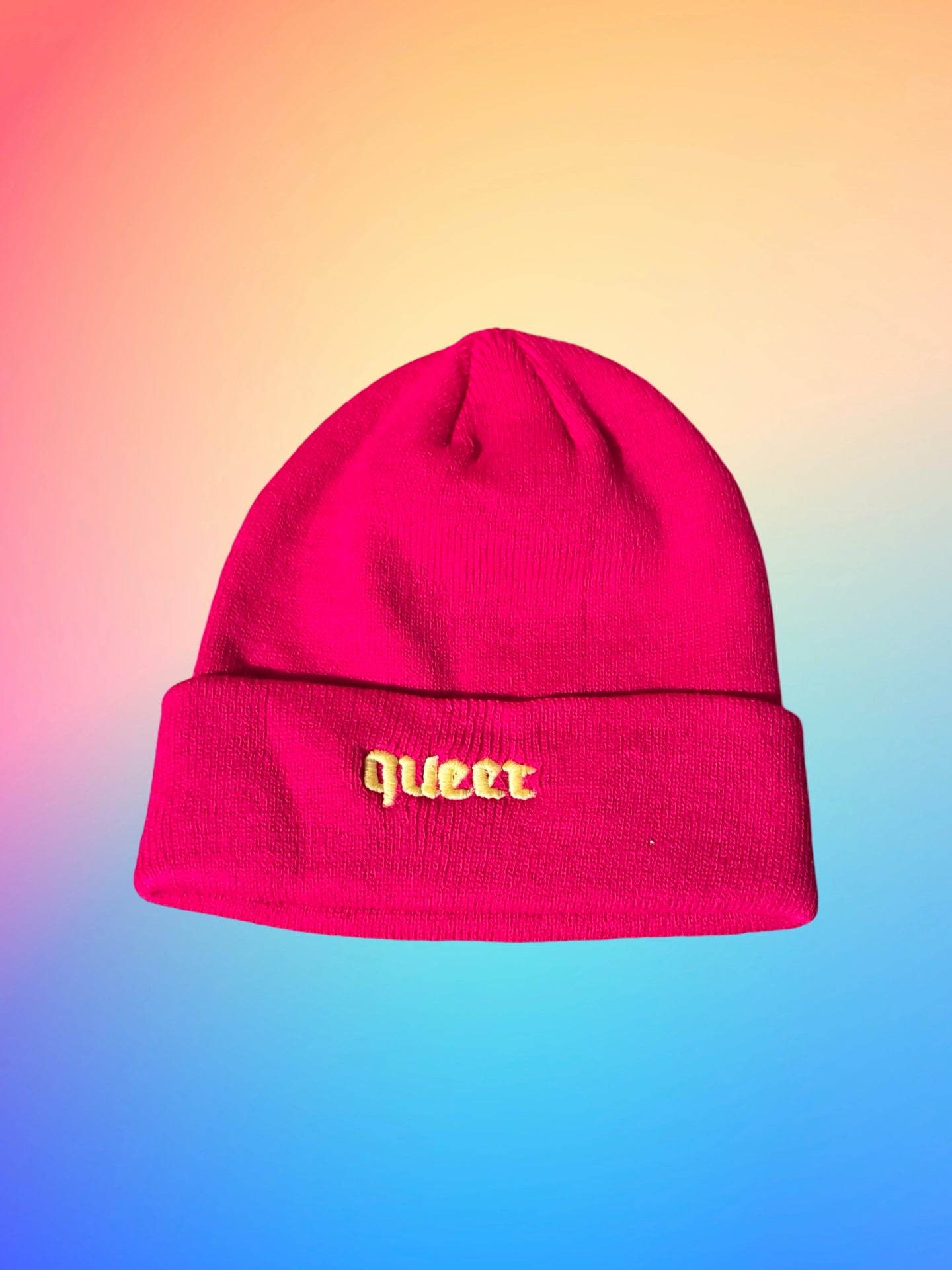 KK Beanie "Queer" bright fuchsia/yellow