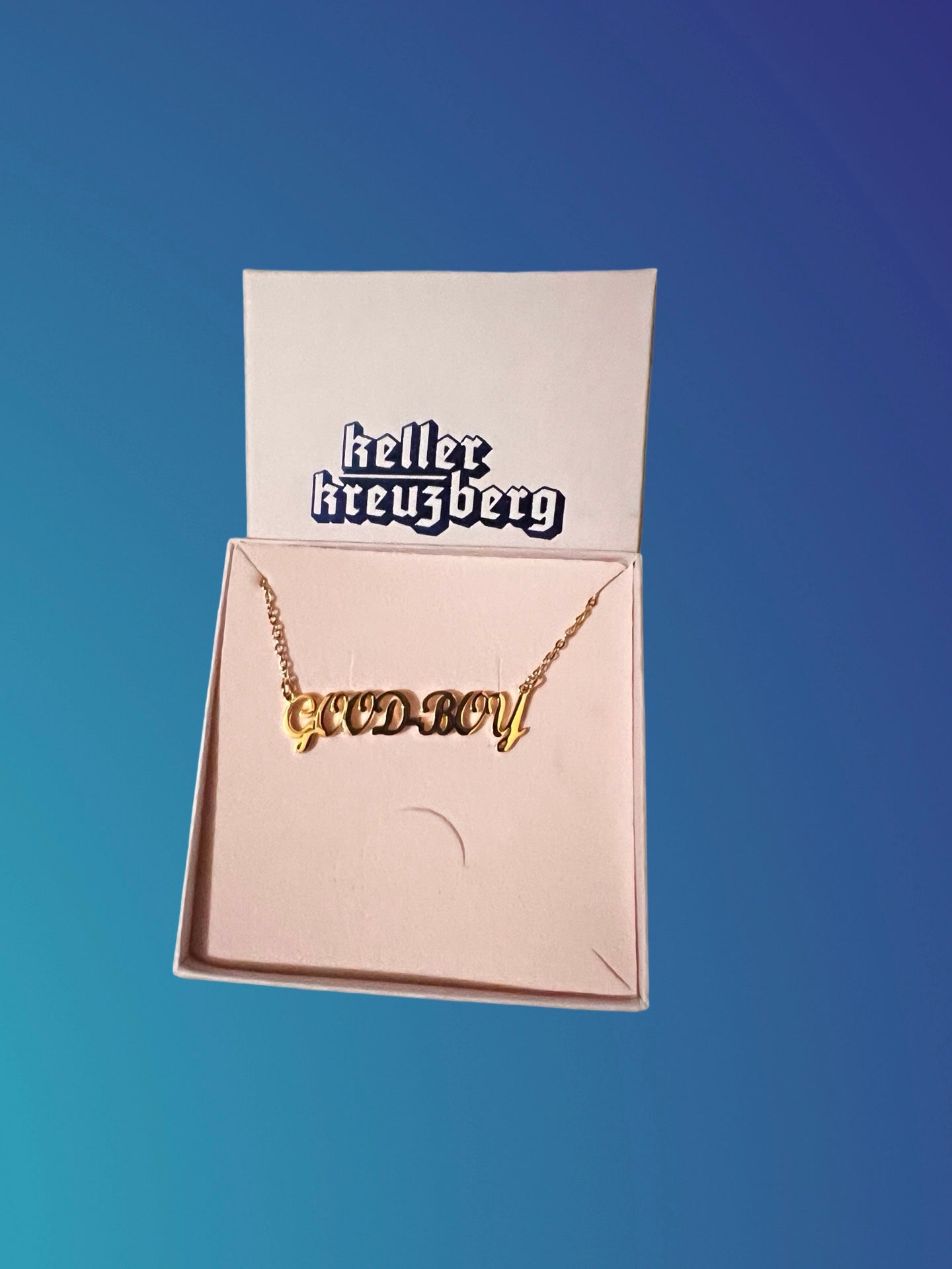 KK Cursive Word Necklace "GOOD BOY" Gold