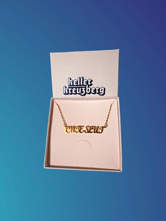 KK Cursive Word Necklace "CUTE SLUT" Gold