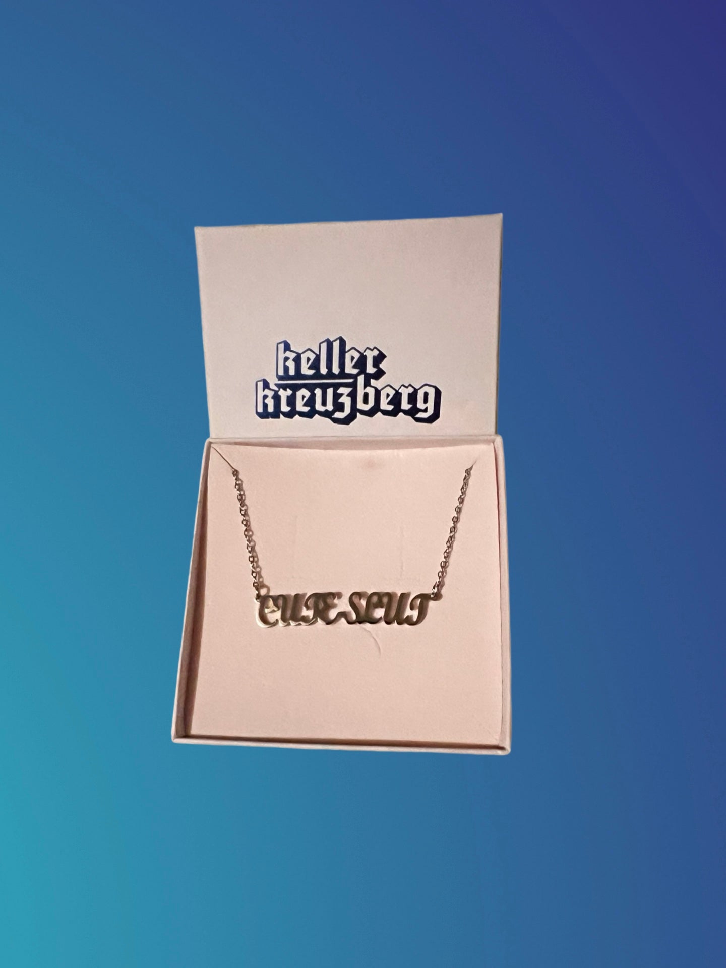 KK Cursive Word Necklace "CUTE SLUT" Silver