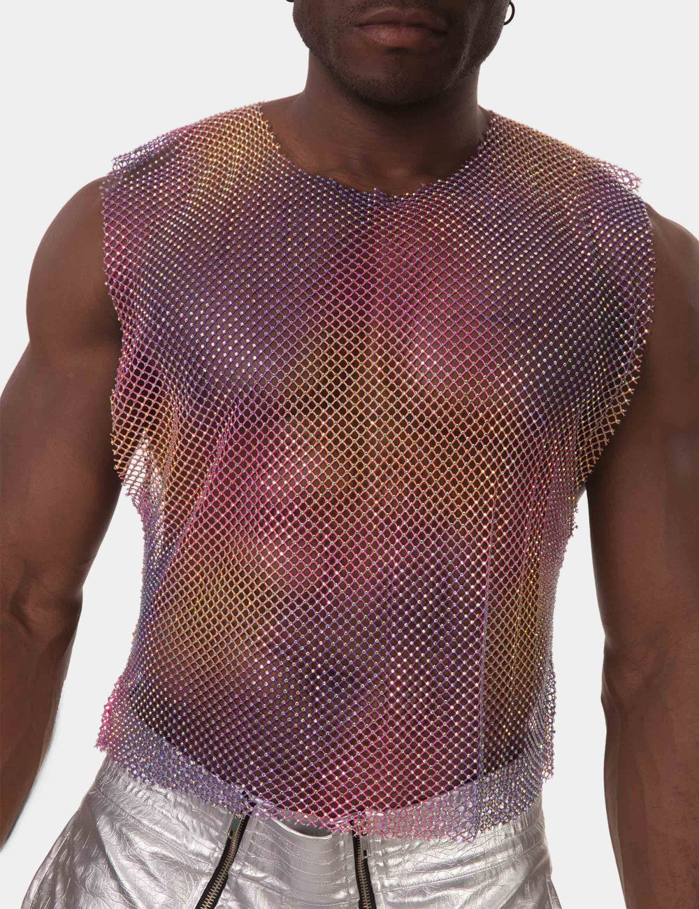 Shiny Tank Top "Bling" Pink/Purple/Yellow (Oil Spill)