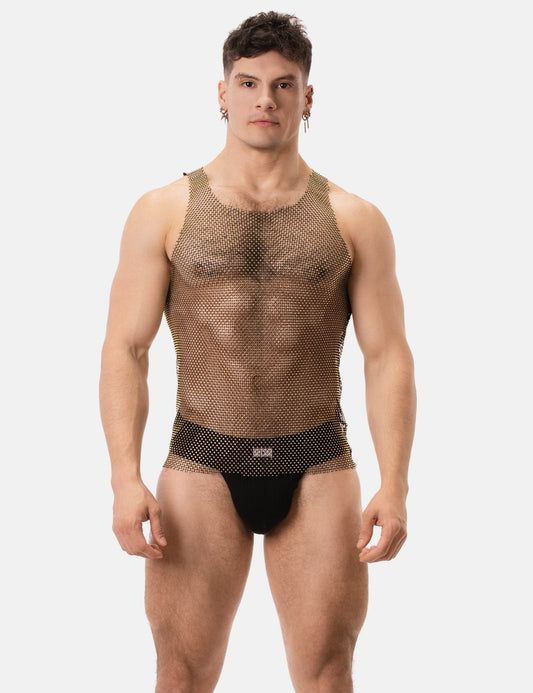 Shiny Tank Top "Blitzy" Black/Gold