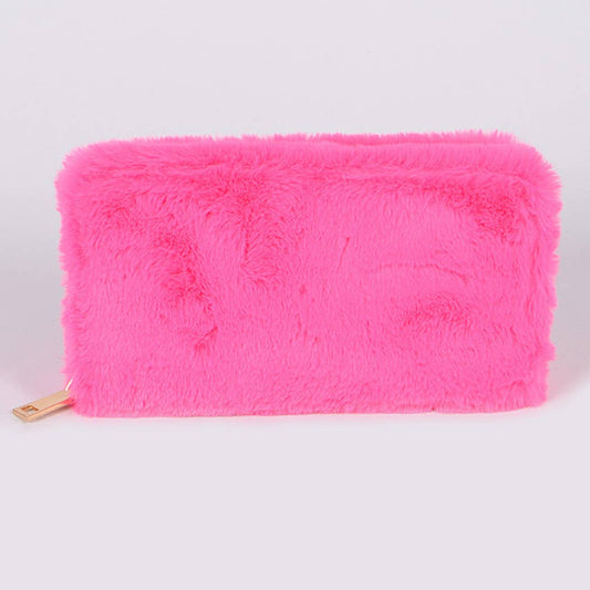 Faux Fur Wallet Neon Pink