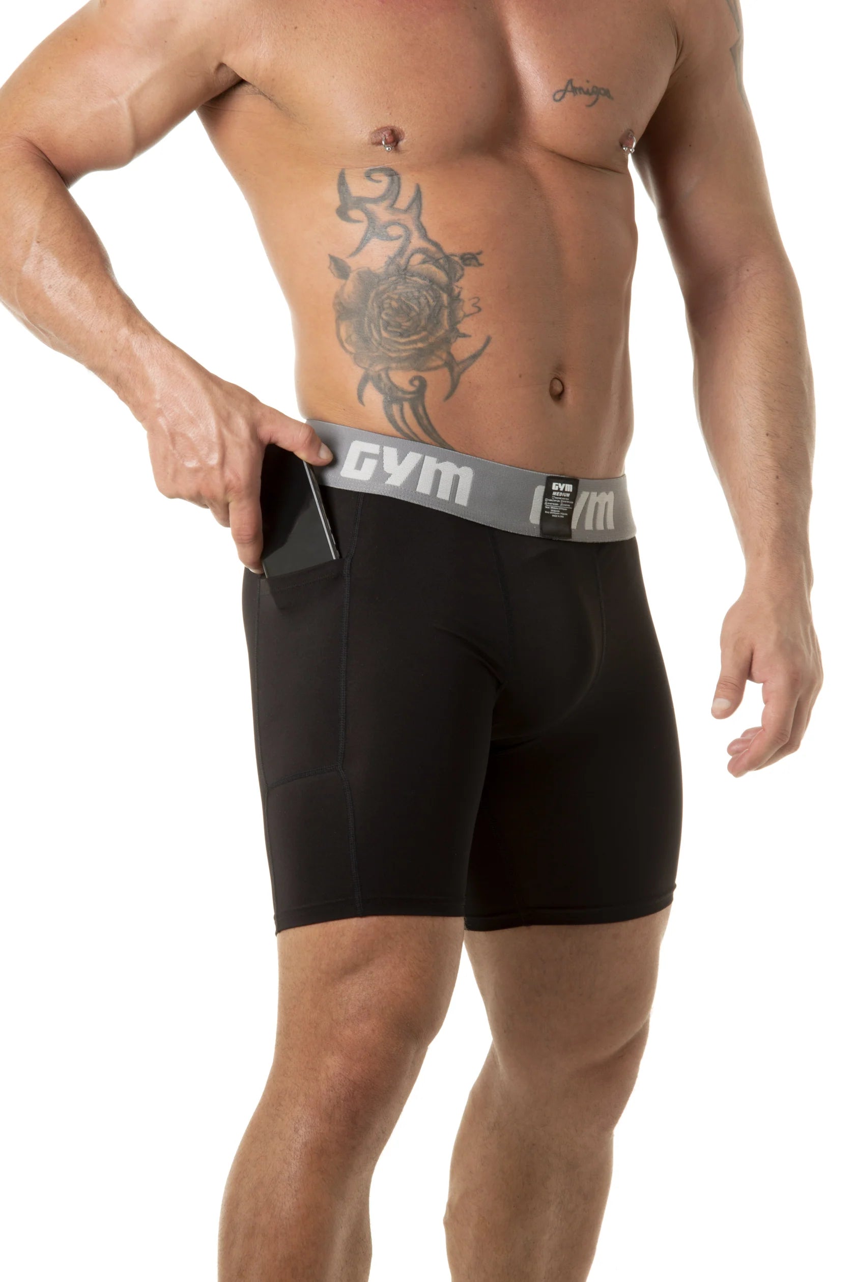 Compression shorts 2025 with phone pocket