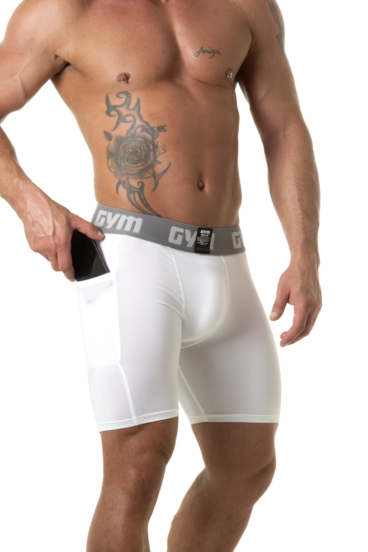 GYM Compression Shorts with Small Phone Pocket