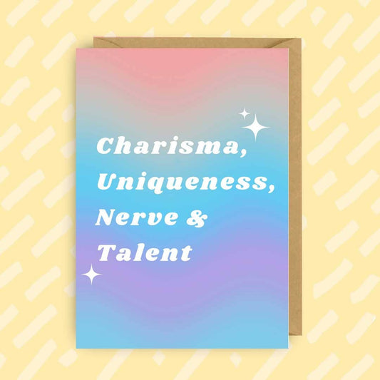 RuPaul's Drag Race Charisma Uniqueness Nerve and Talent Card