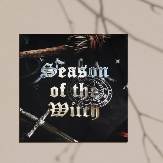Season of the Witch Silver Foil Postcard Print: Dark Background Image