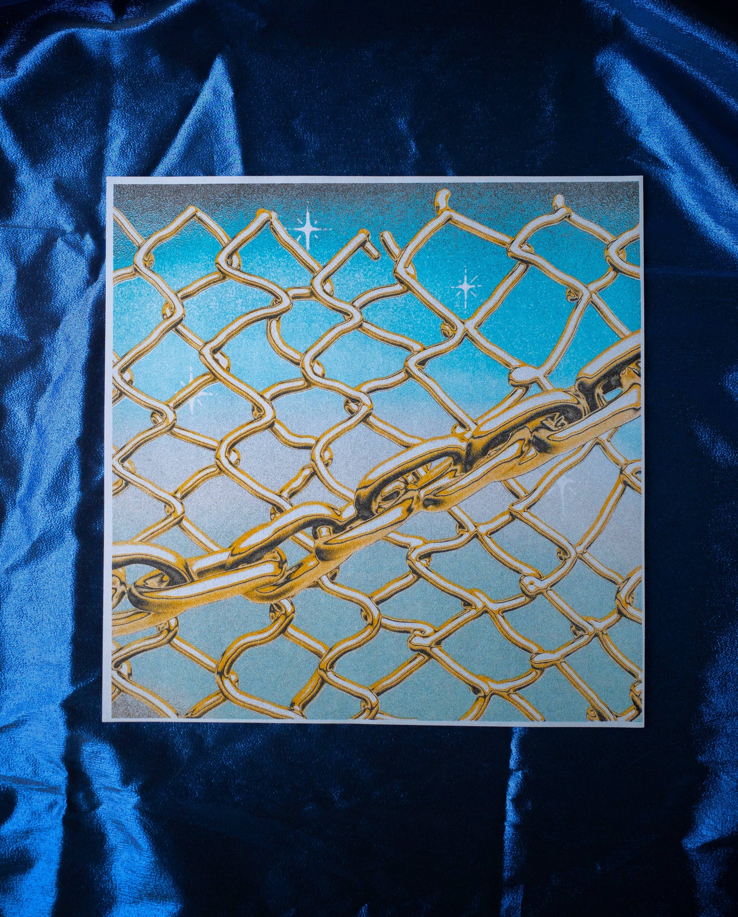 Golden Chain 11x11" riso print