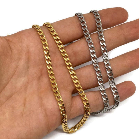 Thick Curb Chain Link Necklace 50 cm Gold