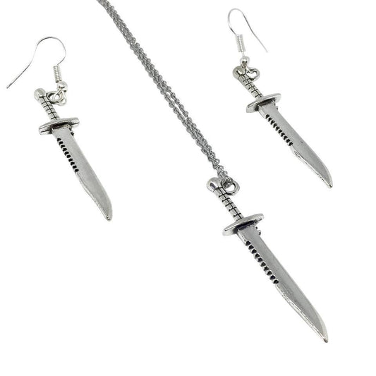 Bowie Knife Necklace & Earrings Set