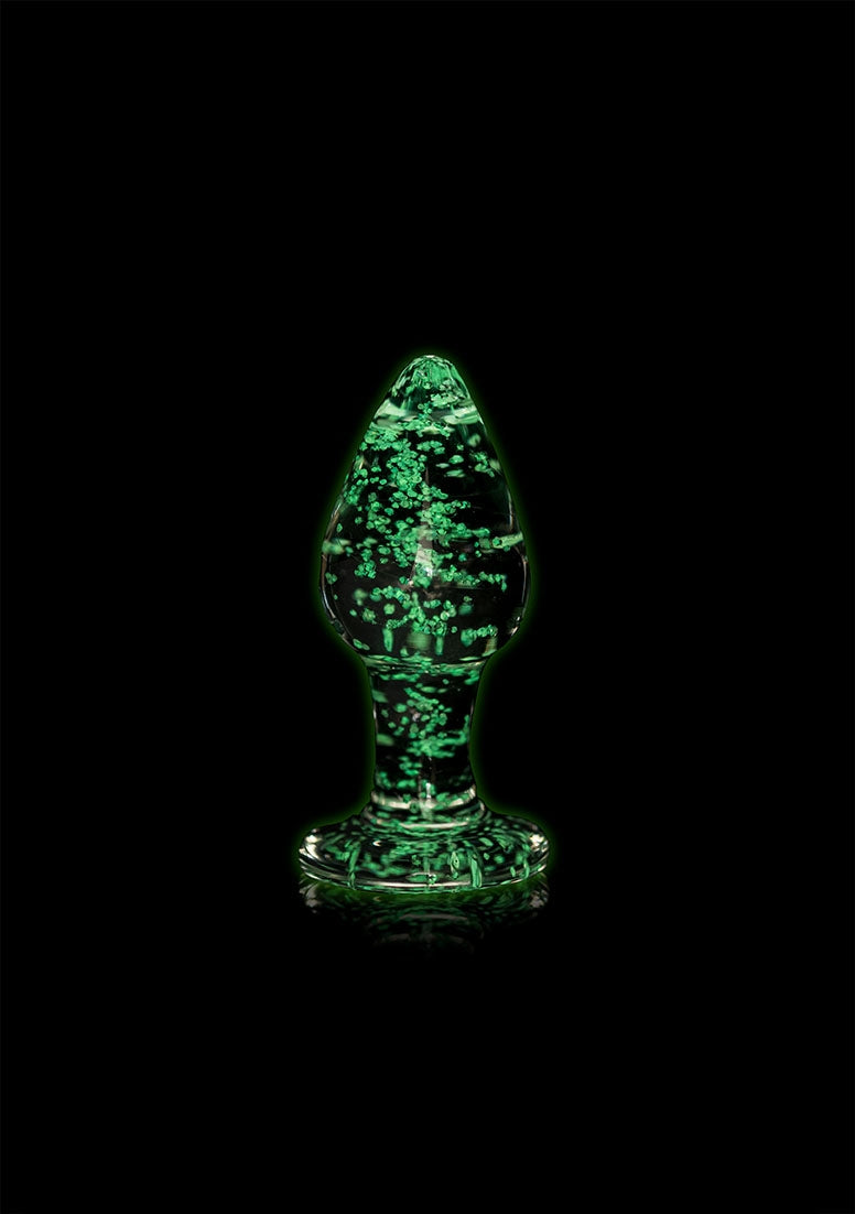Glass Butt Plug - Glow in the Dark - Medium -  Clear