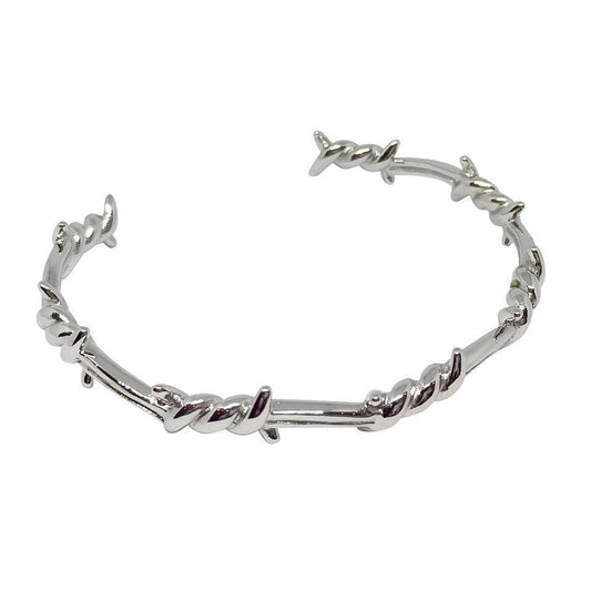 Barbed Wire Open Bangle Bracelet