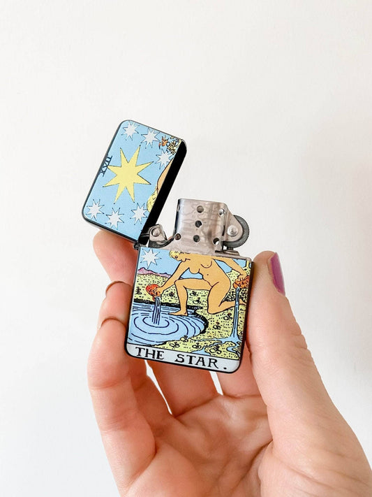 The Star Tarot Card Windproof Flip Top Lighter