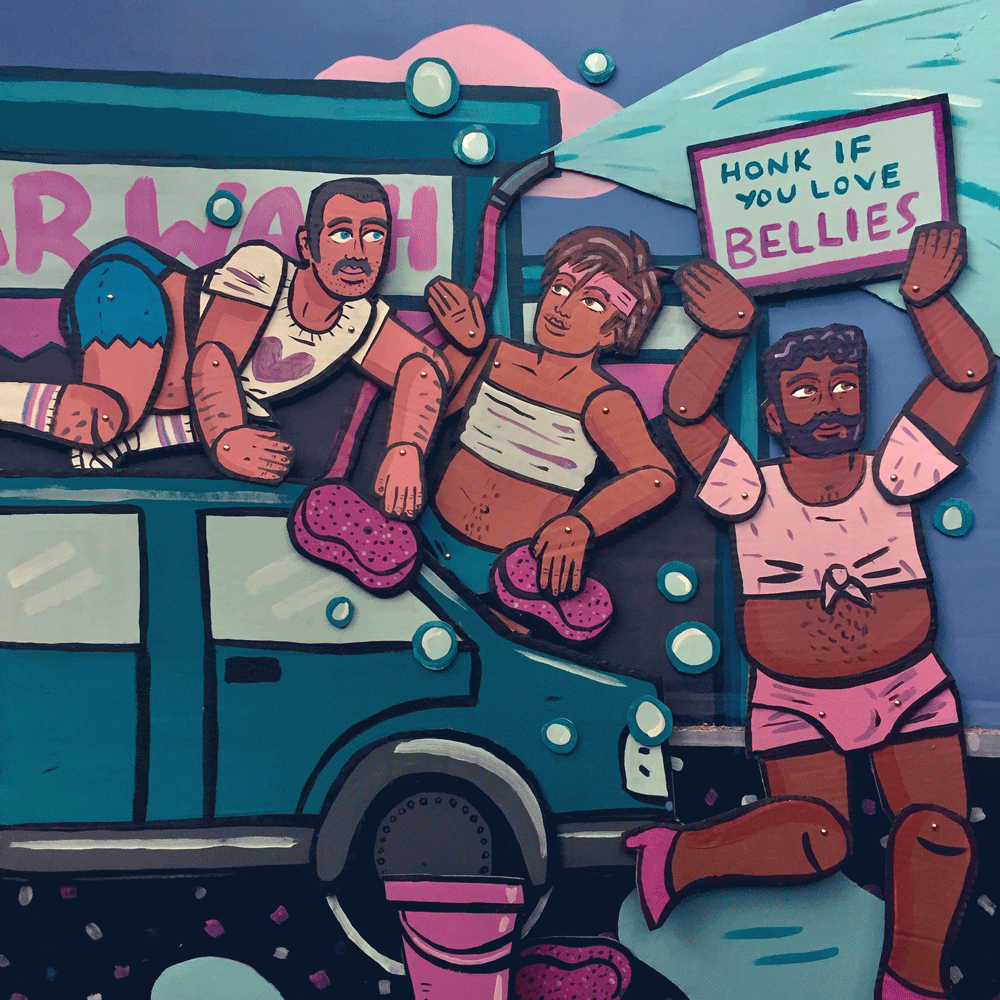 Rory Midhani "Car Wash Babes" 21x21 cm