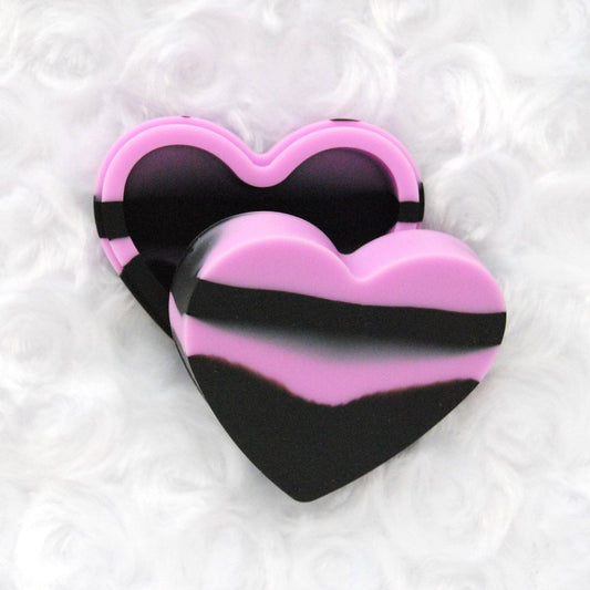 Heart Silicone Container - Pink/Black