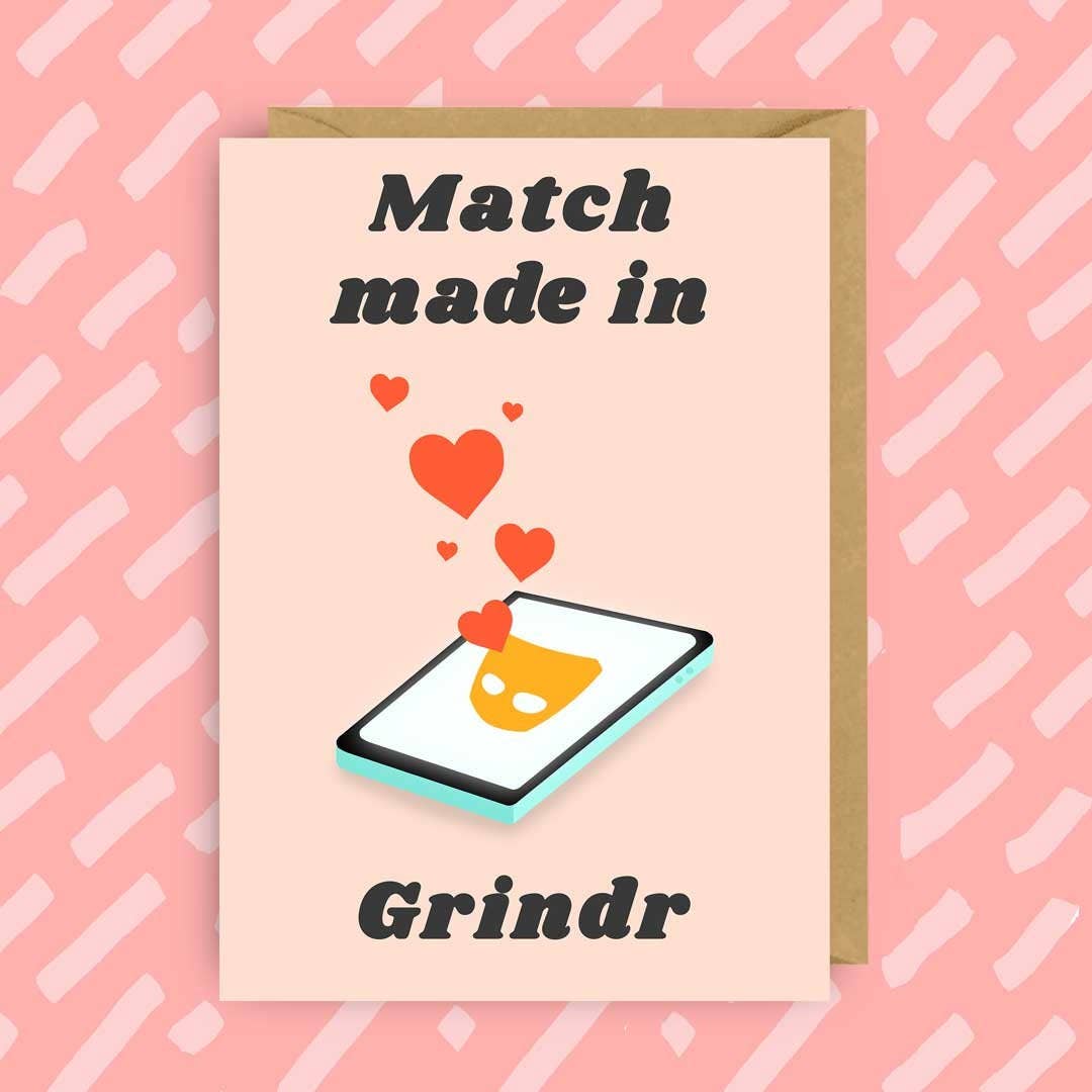 Match Made In Grindr | Valentines Card | LGBT | Queer