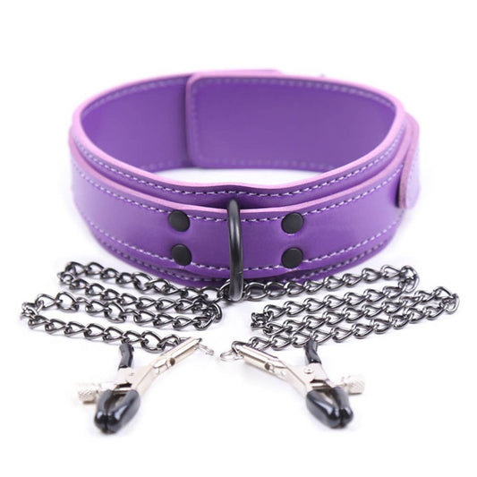 Nipple Clamps with Purple Collar
