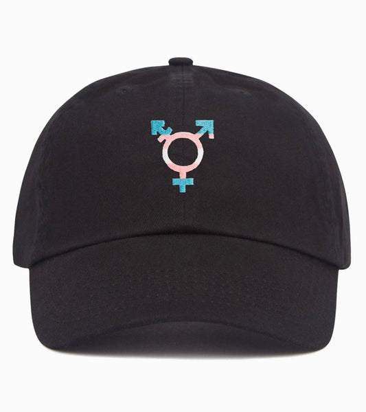 Trans Symbol embroidered Baseball Hat Black