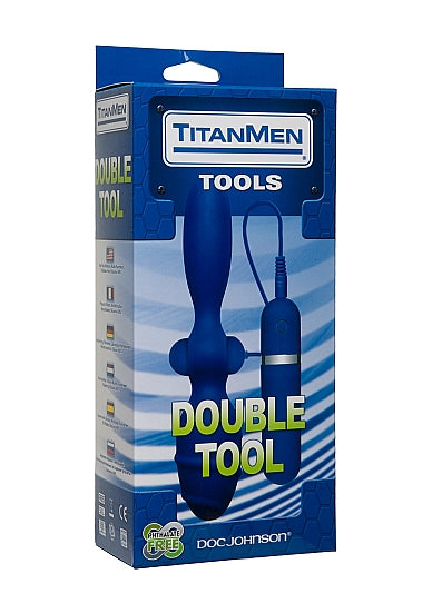 "Double Tool" Two-Sided Vibrating Butt Plug Blue